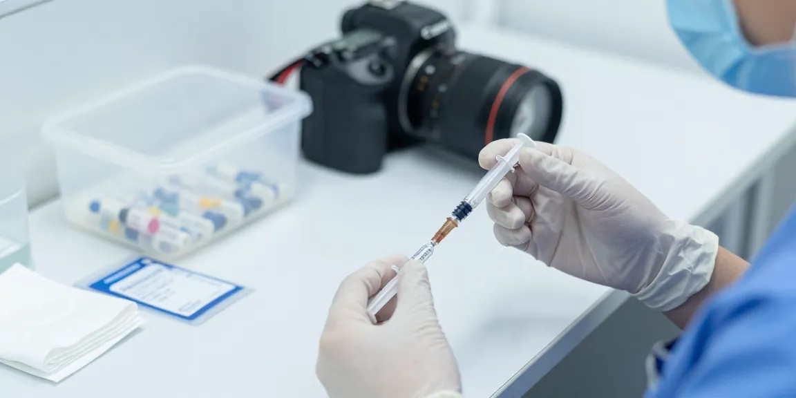 Syringe needles being prepared by a healthcare professional in a sterile environment, emphasizing safe medical practices.