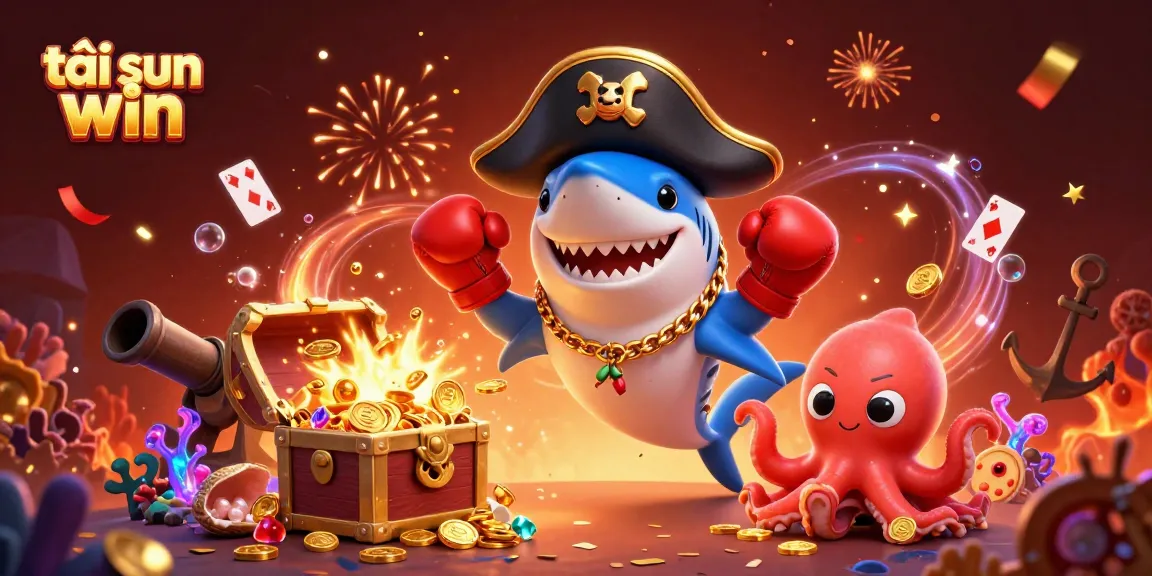 Place bets and win big with tải sun win, featuring vibrant casino elements and underwater adventure characters.